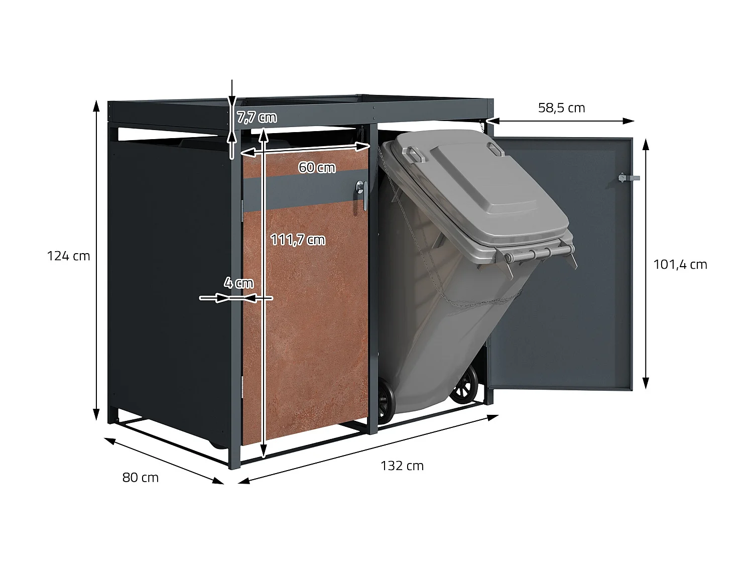 Abri pour poubelles Abri pour poubelles avec toit végétal Habillage pour 4 poubelles