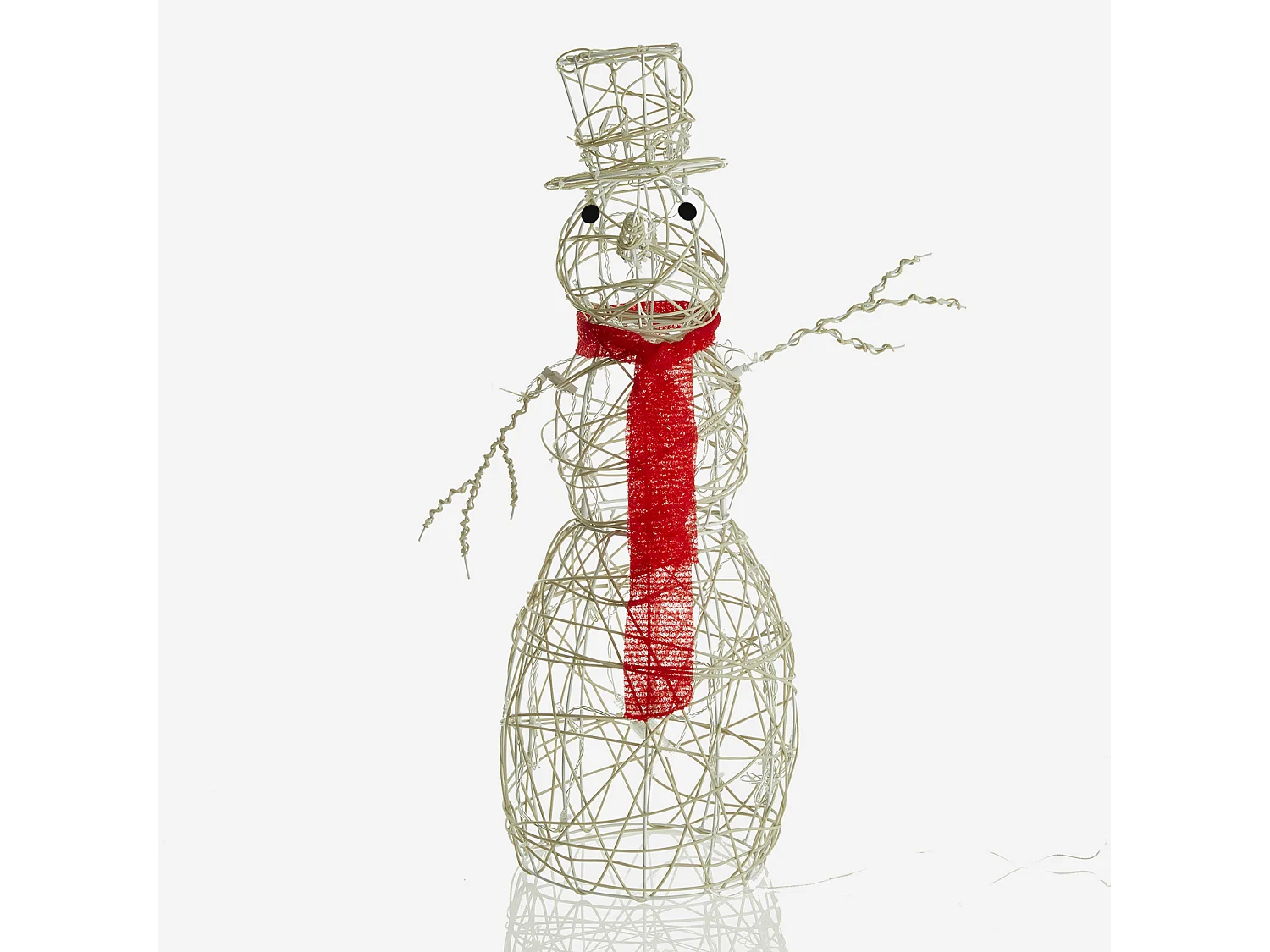 Bonhomme de neige lumineux blanc haut de 70cm. 50 Leds blanc chaud