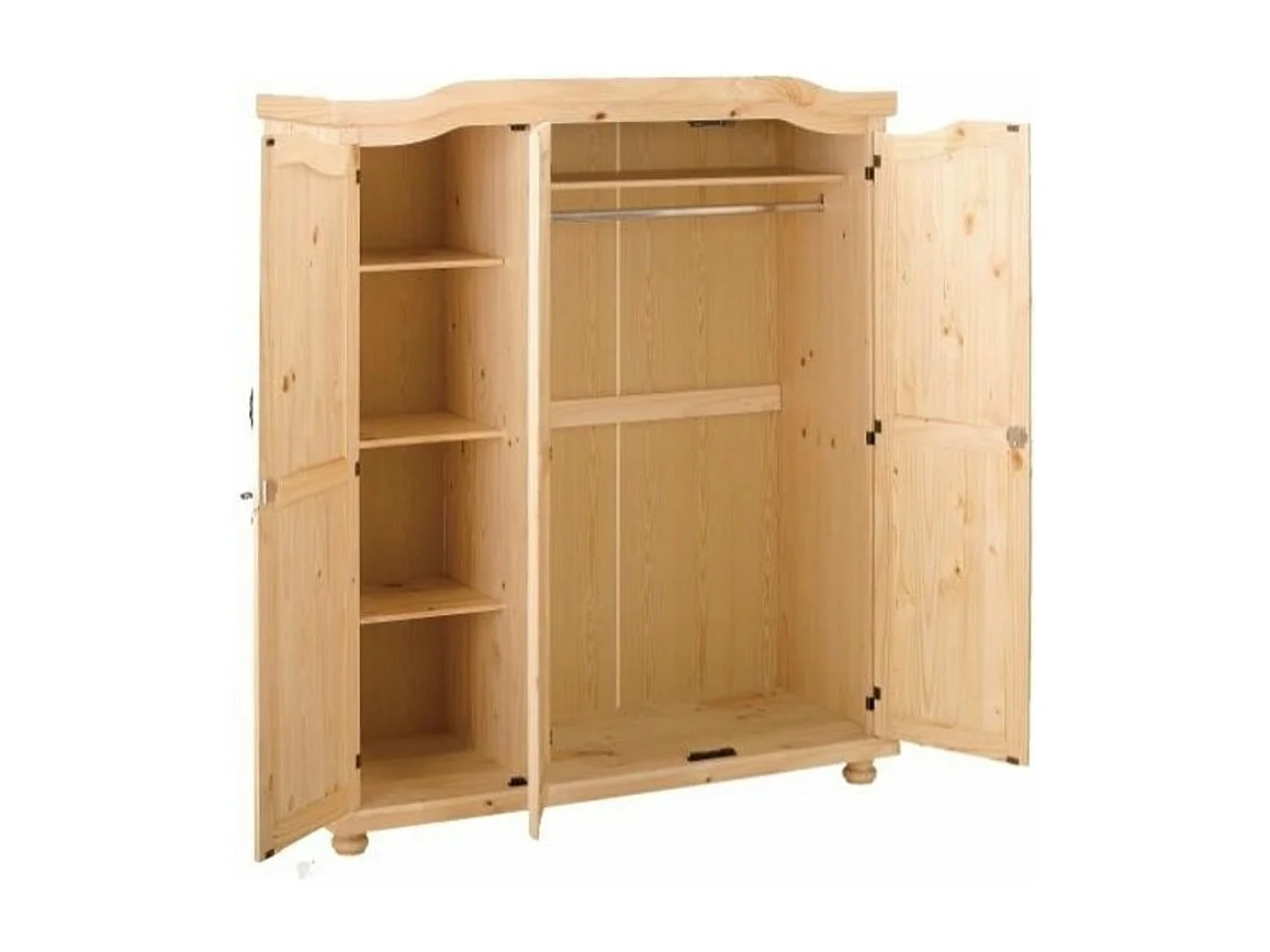 Armoire 3 Portes en Bois "Cardaillac" 150cm Naturel