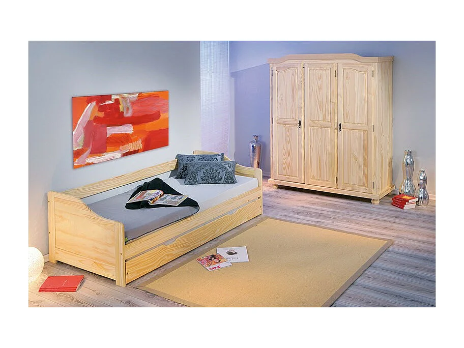 Armoire 3 Portes en Bois "Cardaillac" 150cm Naturel