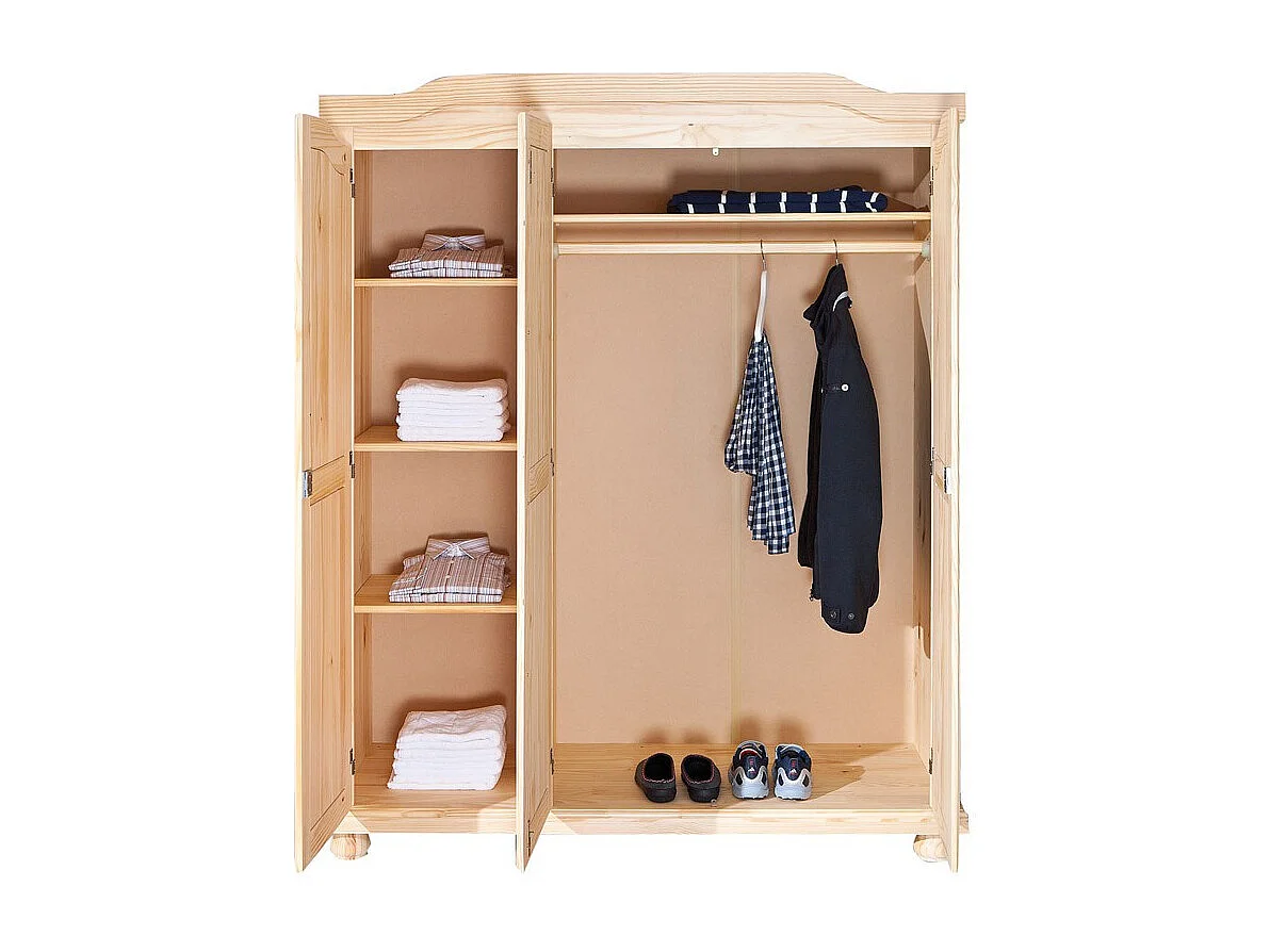 Armoire 3 Portes en Bois "Cardaillac" 150cm Naturel