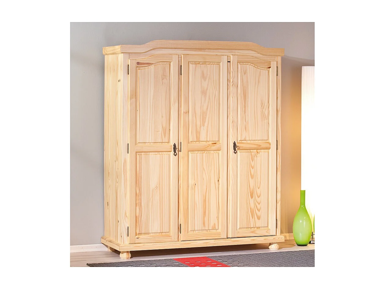 Armoire 3 Portes en Bois "Cardaillac" 150cm Naturel