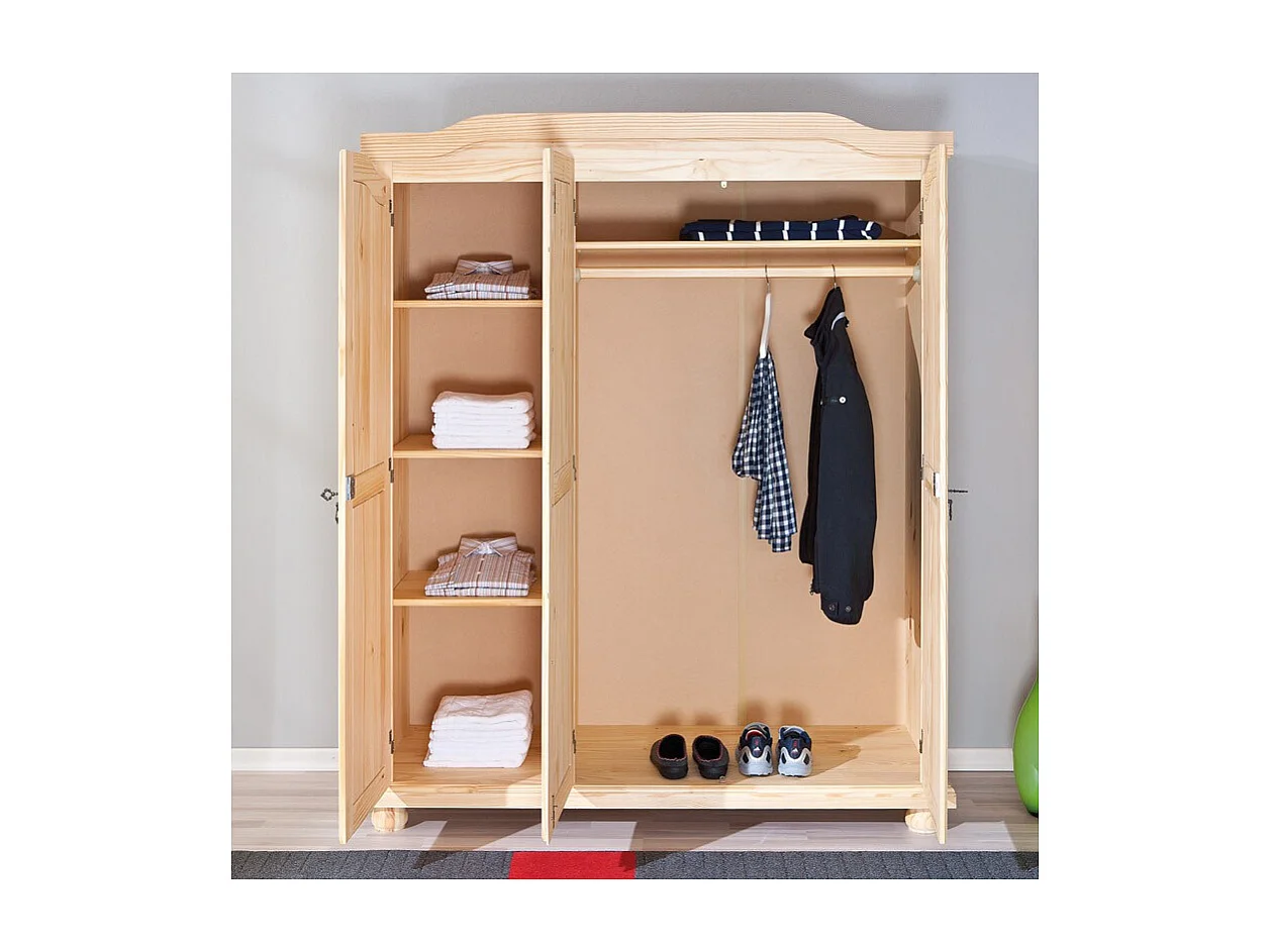 Armoire 3 Portes en Bois "Cardaillac" 150cm Naturel