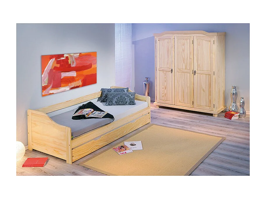 Armoire 3 Portes en Bois "Cardaillac" 150cm Naturel