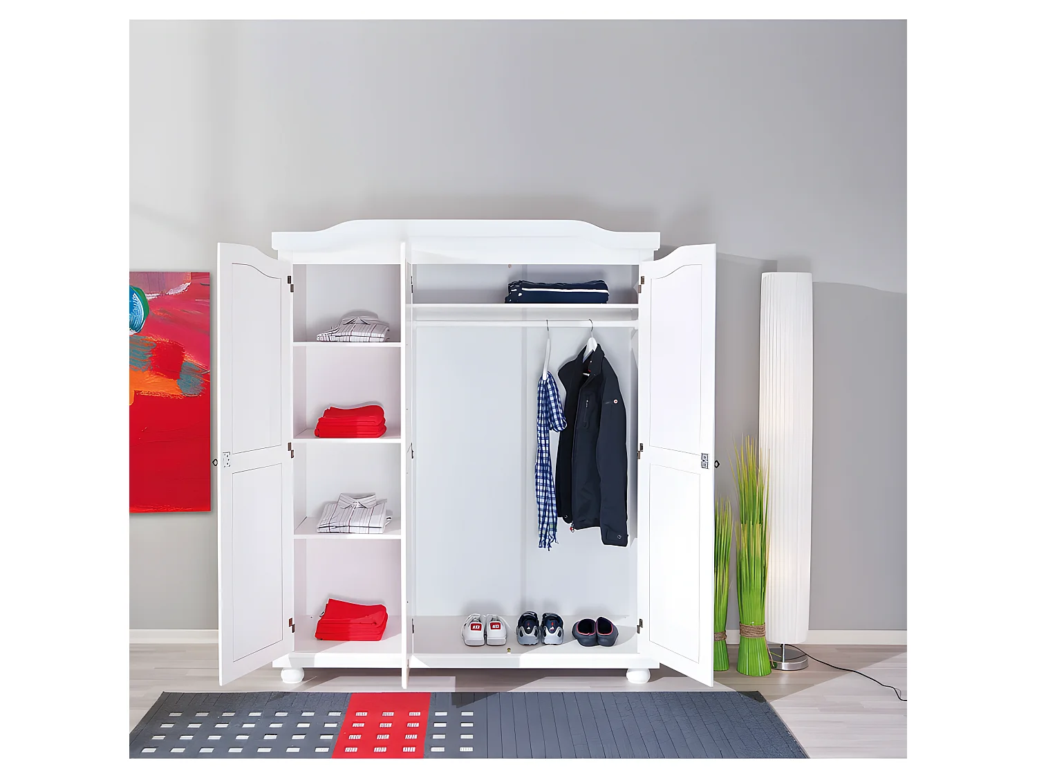 Armoire en Bois 3 Portes "Cardaillac" 150cm Blanc