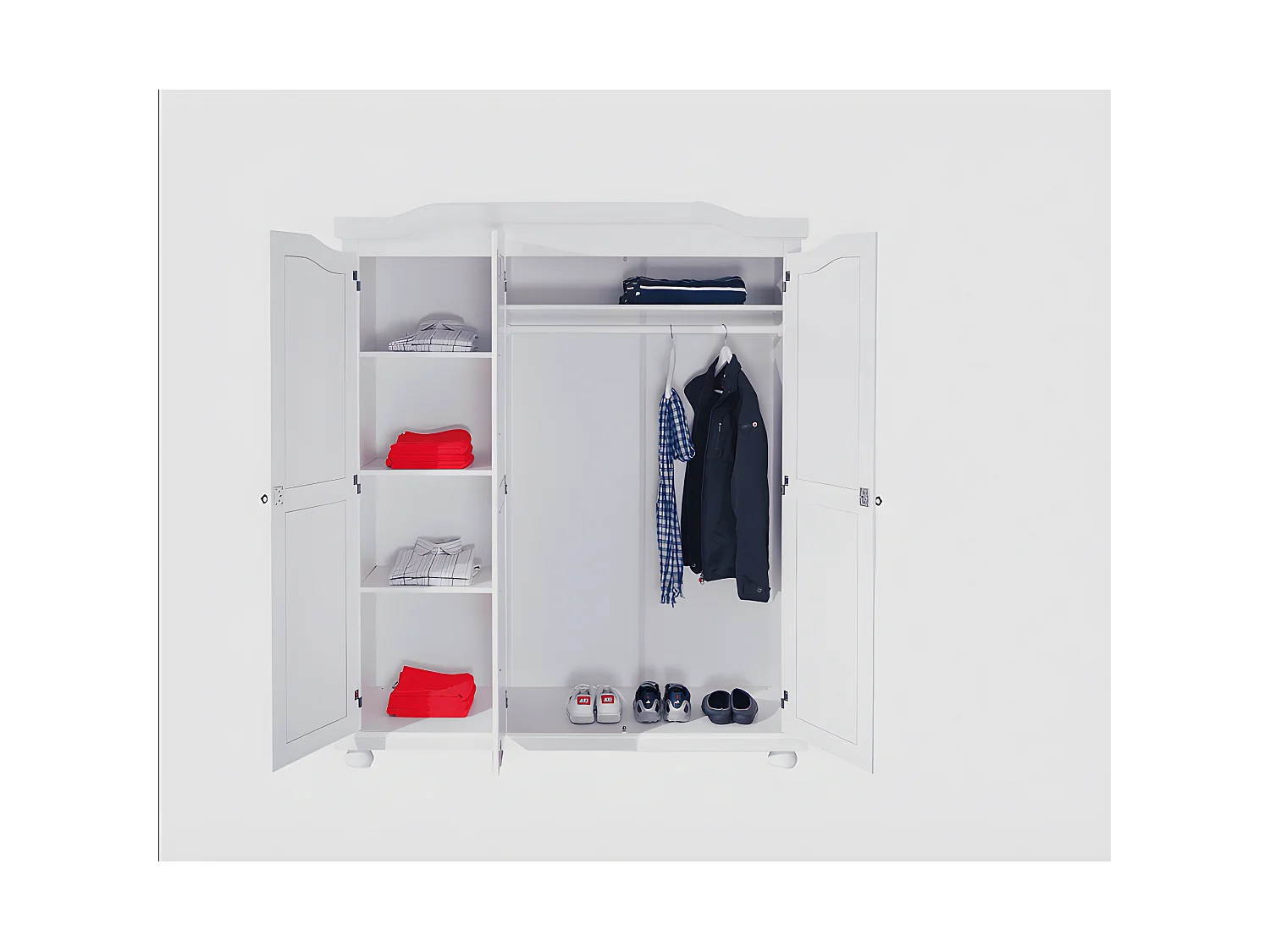 Armoire en Bois 3 Portes "Cardaillac" 150cm Blanc