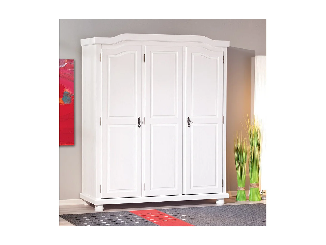 Armoire en Bois 3 Portes "Cardaillac" 150cm Blanc