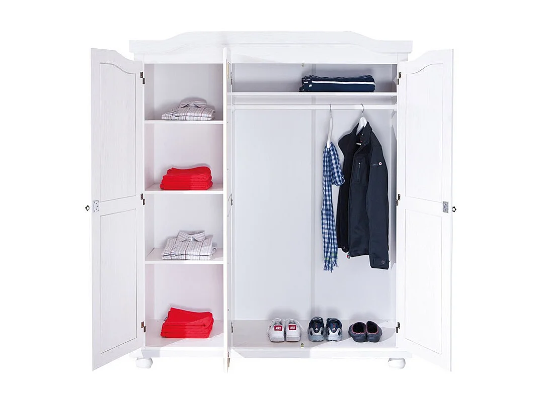 Armoire en Bois 3 Portes "Cardaillac" 150cm Blanc