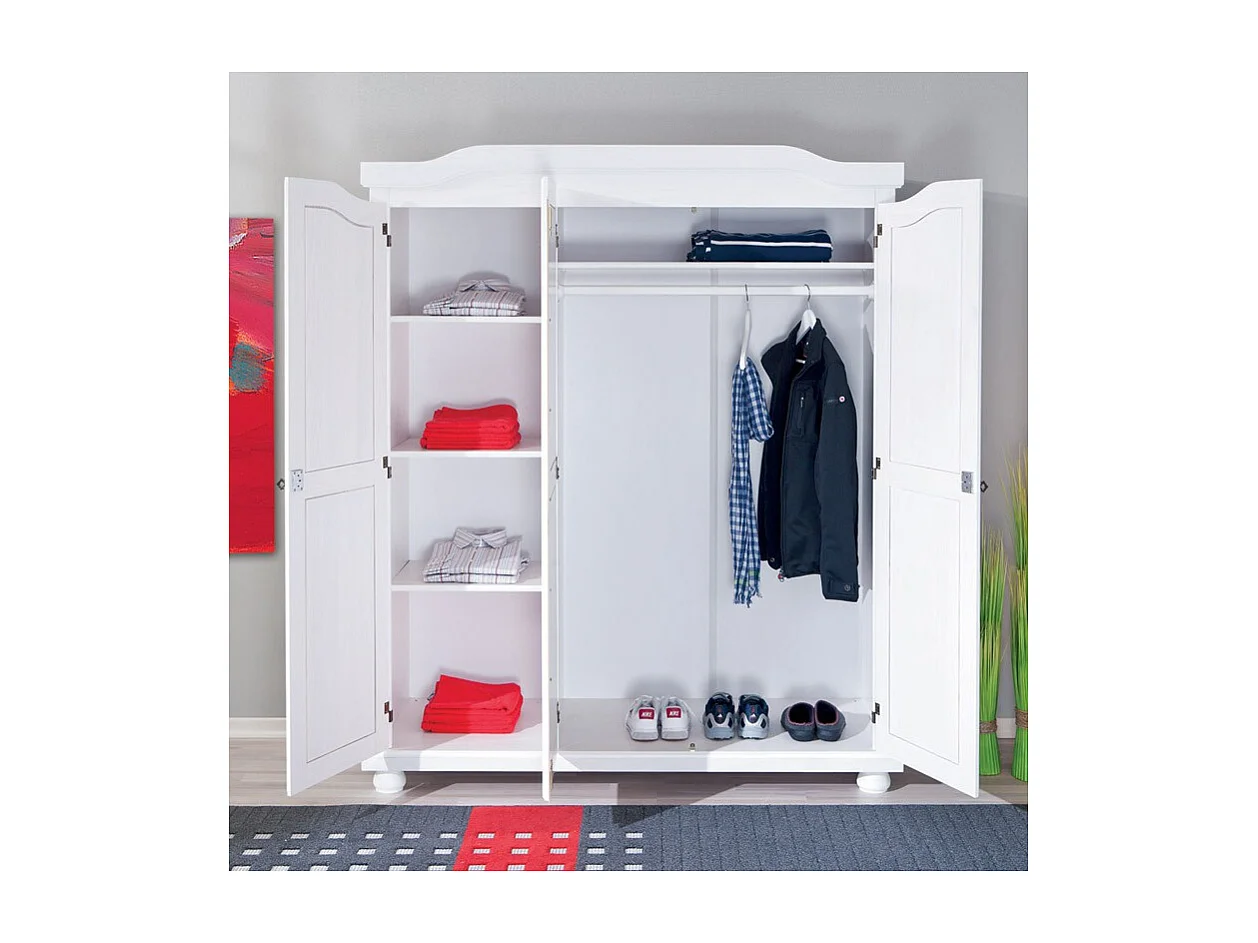 Armoire en Bois 3 Portes "Cardaillac" 150cm Blanc