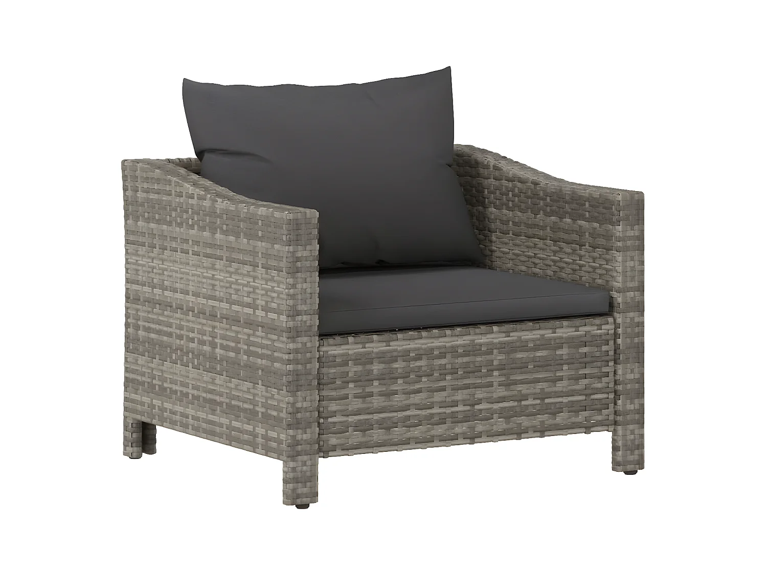 Fauteuil de jardin avec coussin Gris Résine tressée