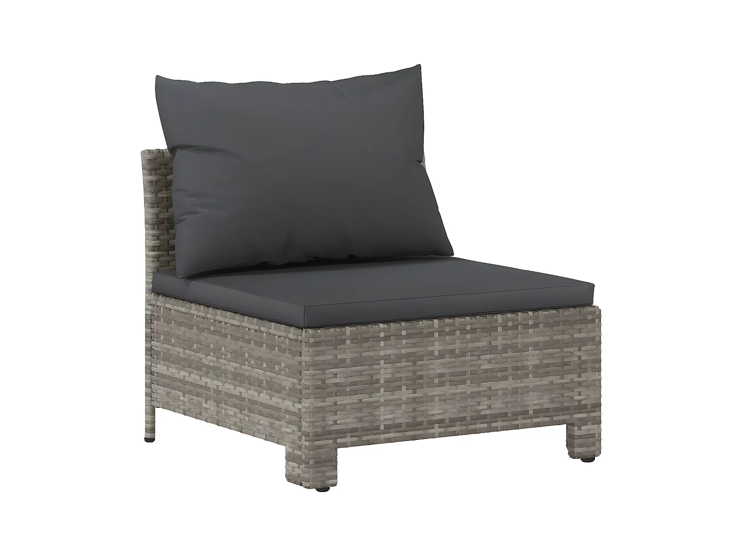 Canapé central de jardin avec coussin Gris Résine tressée