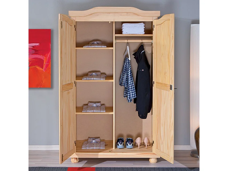 Armoire 2 Portes Pin "Cardaillac" 180cm Naturel