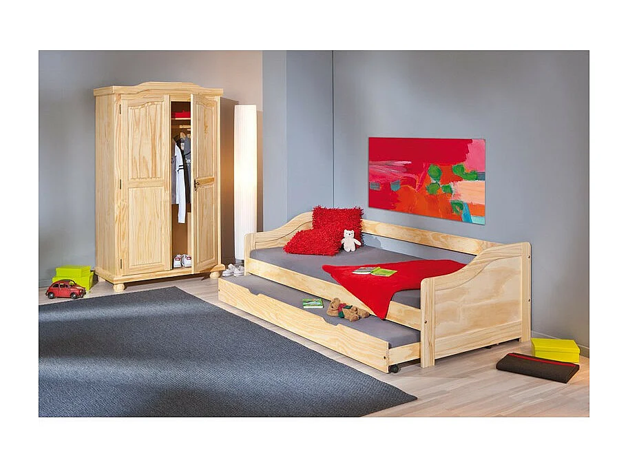 Armoire 2 Portes Pin "Cardaillac" 180cm Naturel