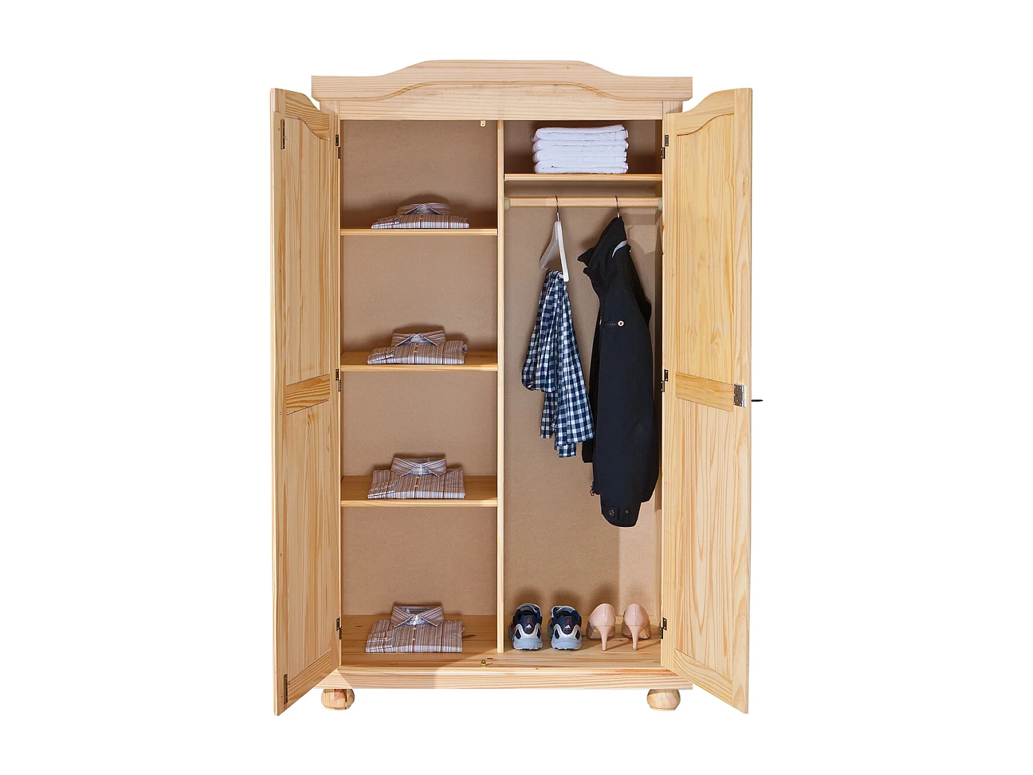 Armoire 2 Portes Pin "Cardaillac" 180cm Naturel