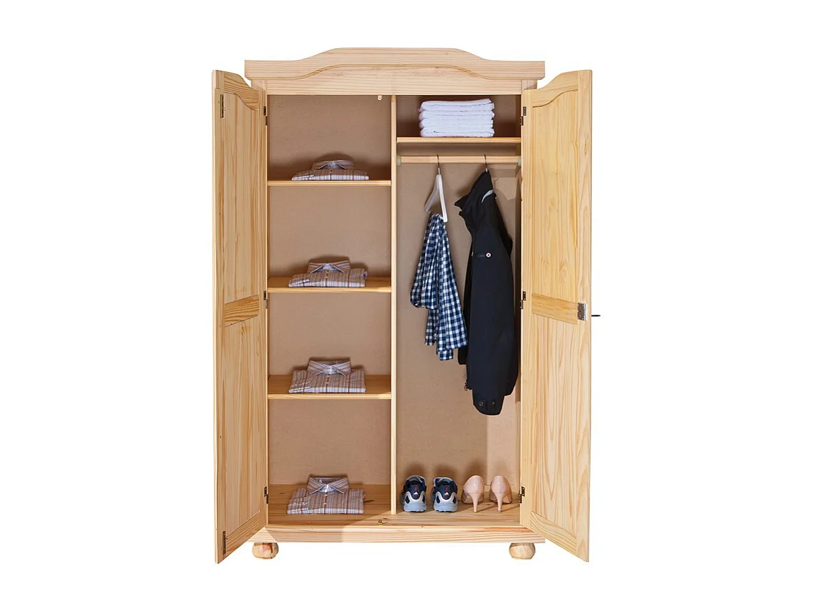 Armoire 2 Portes Pin "Cardaillac" 180cm Naturel