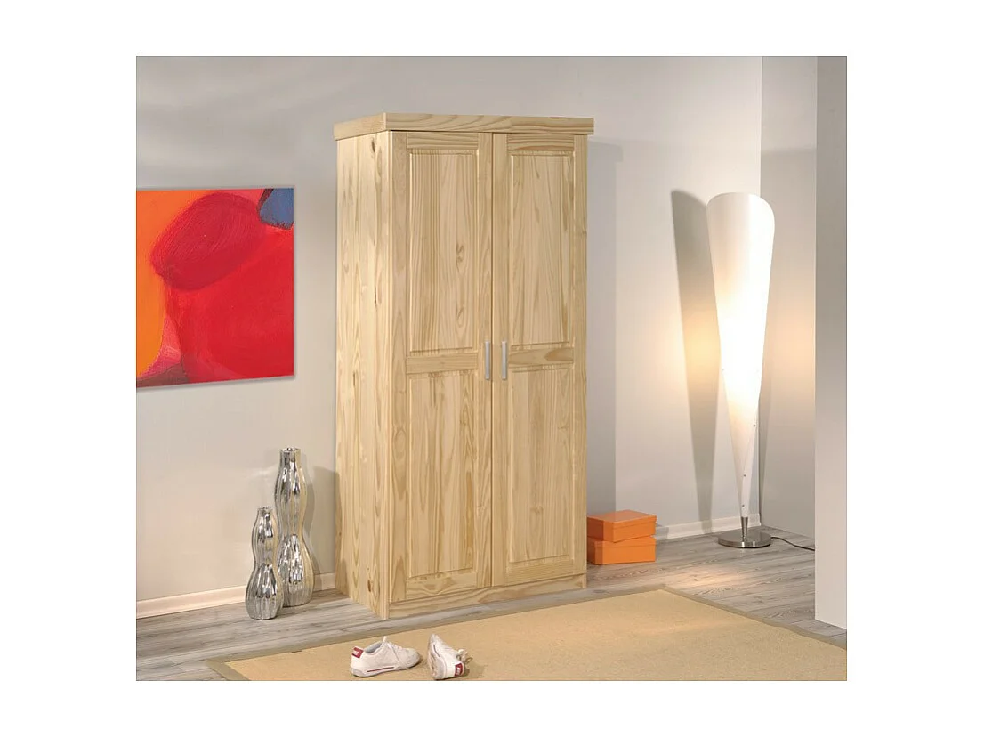 Armoire 2 Portes Bois Massif "Angel" 190cm Naturel