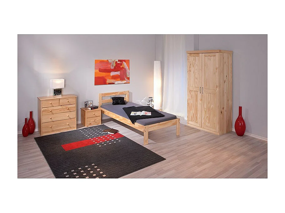 Armoire 2 Portes Bois Massif "Angel" 190cm Naturel