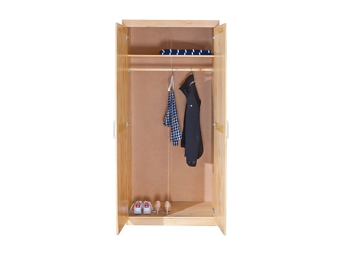 Armoire 2 Portes Bois Massif "Angel" 190cm Naturel