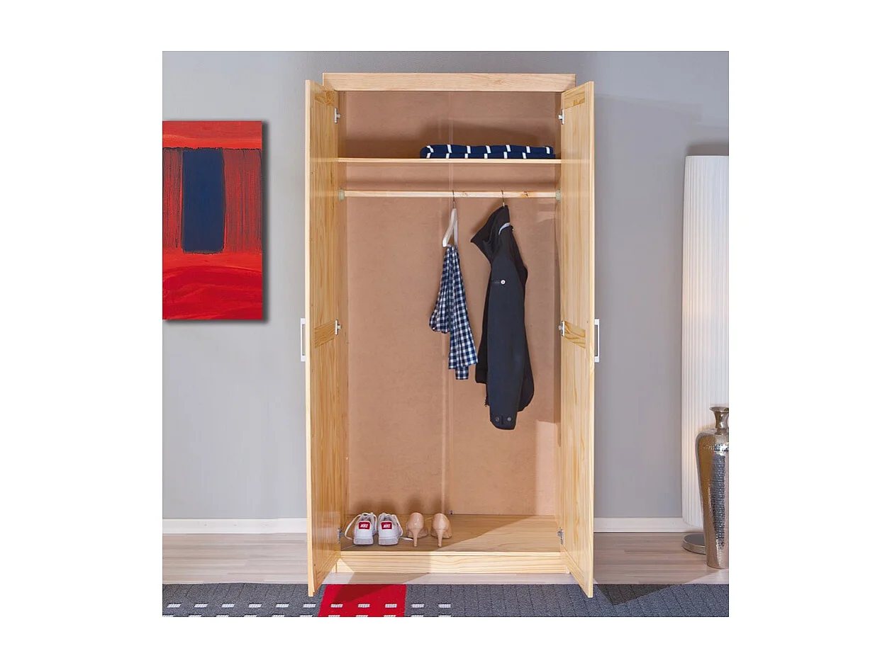 Armoire 2 Portes Bois Massif "Angel" 190cm Naturel