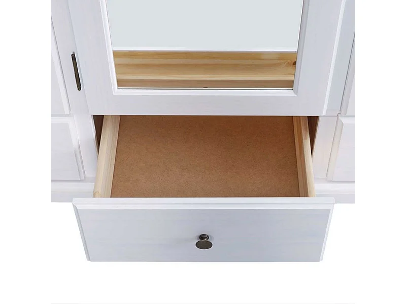 Armoire 3 Portes & 3 Tiroirs Bois "Izi" 198cm Blanc