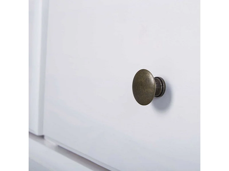 Armoire 3 Portes & 3 Tiroirs Bois "Izi" 198cm Blanc