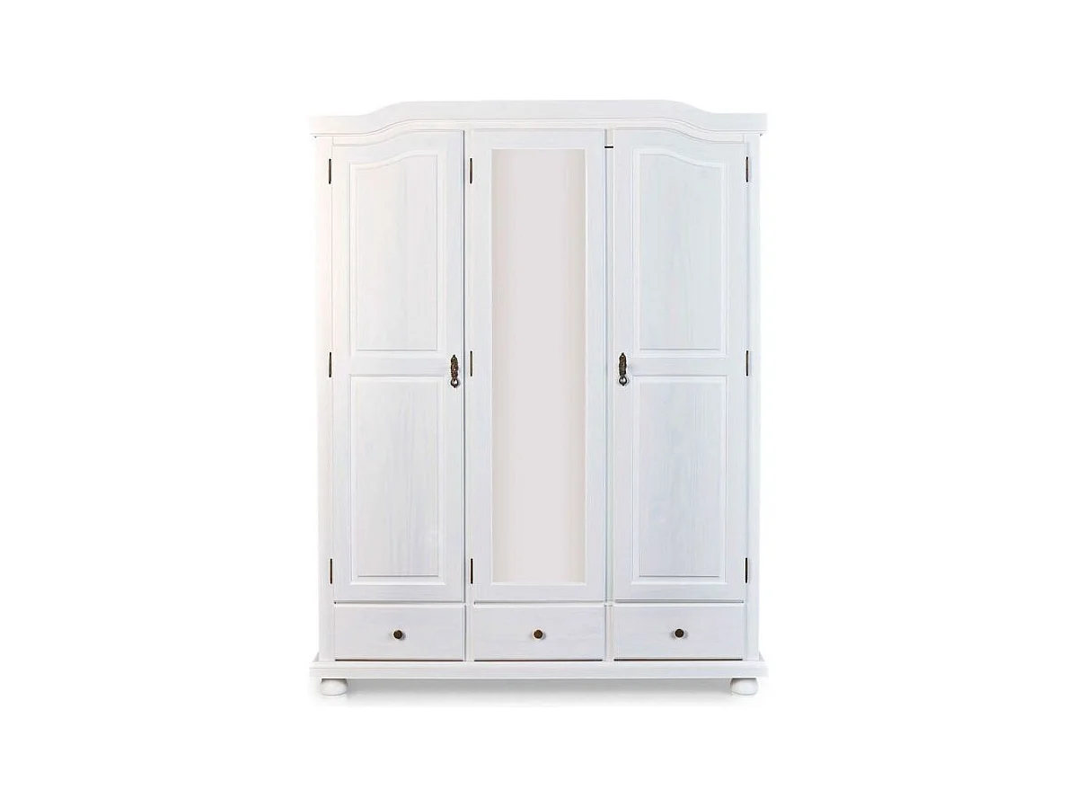 Armoire 3 Portes & 3 Tiroirs Bois "Izi" 198cm Blanc
