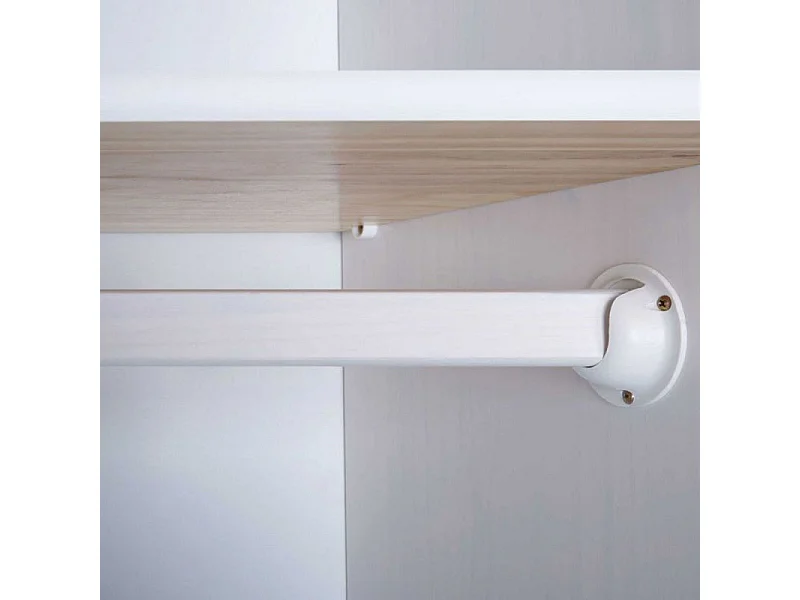 Armoire 3 Portes & 3 Tiroirs Bois "Izi" 198cm Blanc