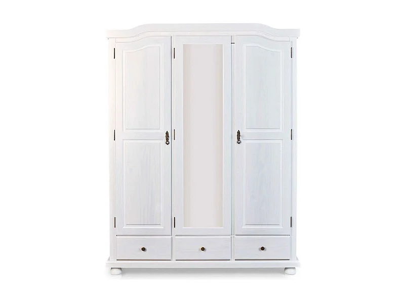 Armoire 3 Portes & 3 Tiroirs Bois "Izi" 198cm Blanc