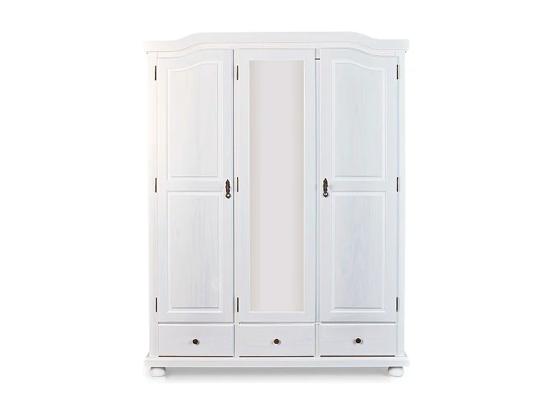 Armoire 3 Portes & 3 Tiroirs Bois "Izi" 198cm Blanc