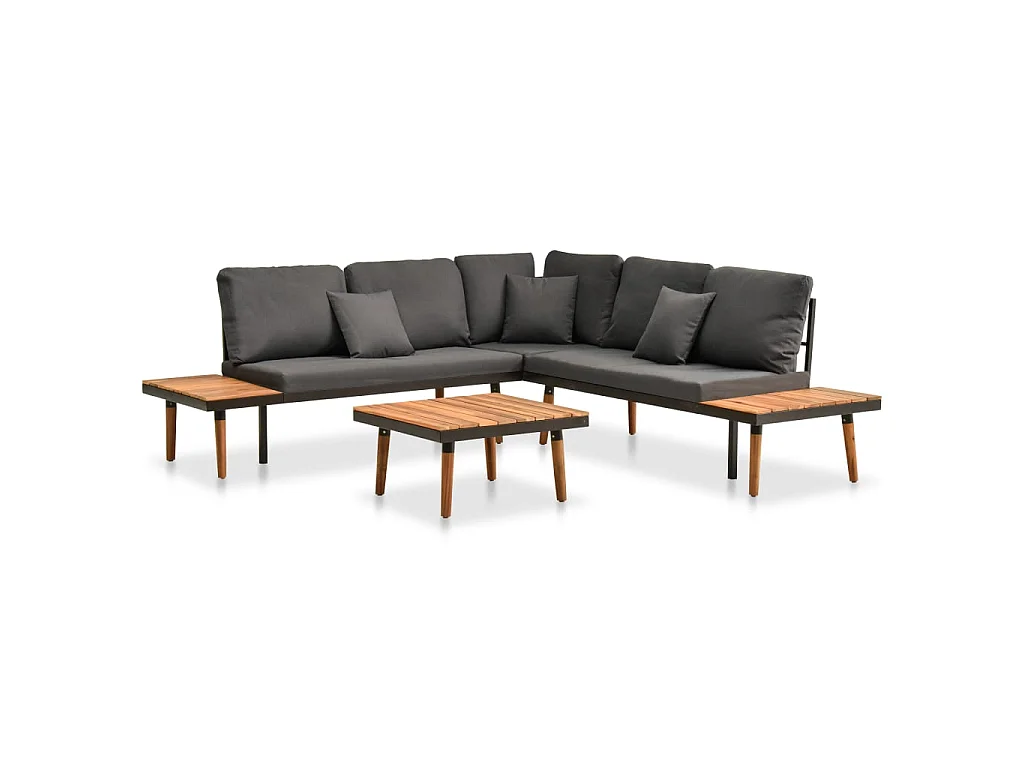 Salon de jardin 4 pcs avec coussins Bois d'acacia solide