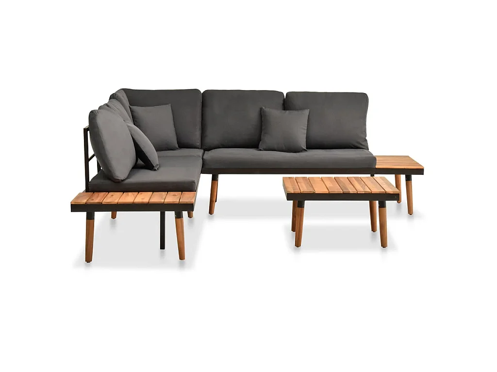 Salon de jardin 4 pcs avec coussins Bois d'acacia solide