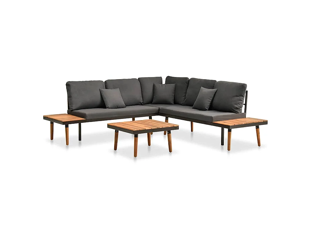 Salon de jardin 4 pcs avec coussins Bois d'acacia solide