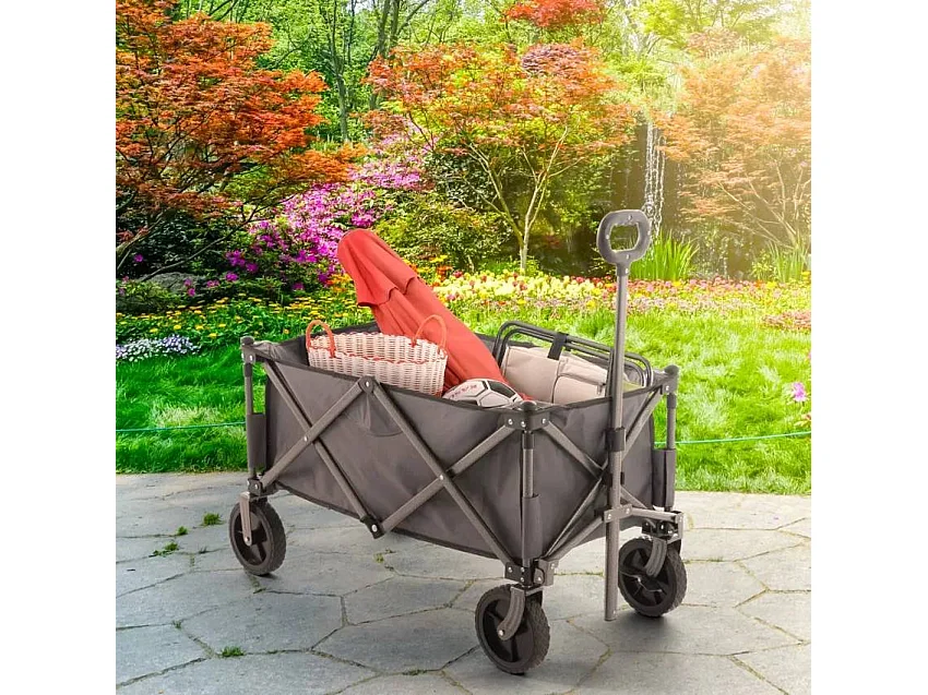 Carrello pieghevole 4 ruote giardino capacità 80 kg Giardinella