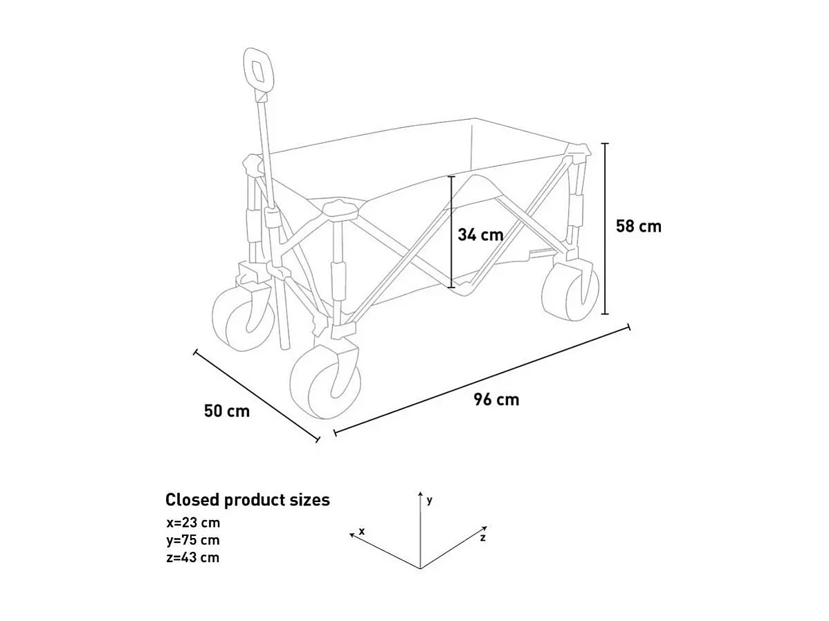 Carrello pieghevole 4 ruote giardino capacità 80 kg Giardinella