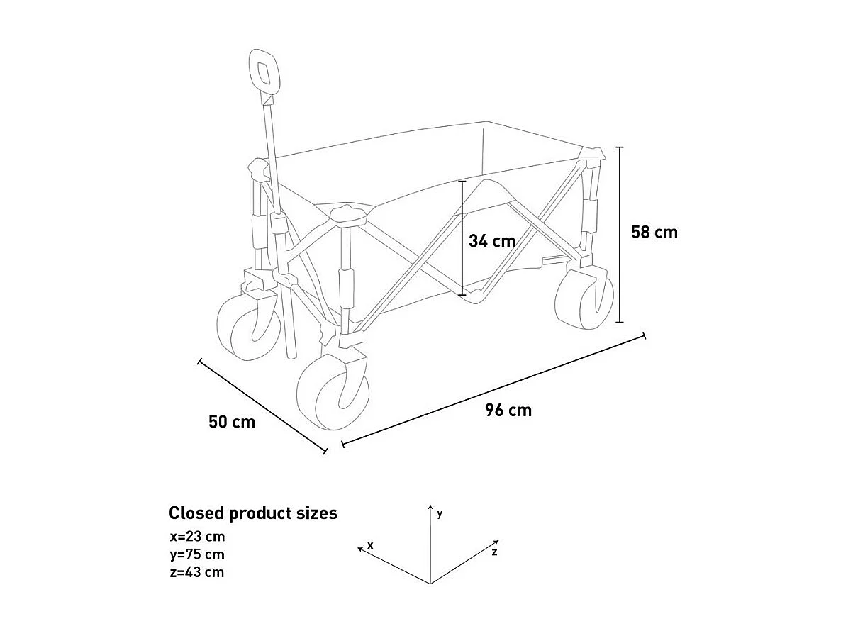 Carrello pieghevole 4 ruote giardino capacità 80 kg Giardinella