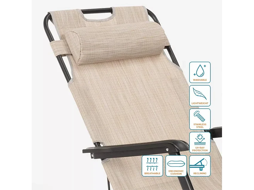 Klappstrand- und Gartenliegestuhl mit Mehreren Positionen Zero Gravity Emily Lux - Beige