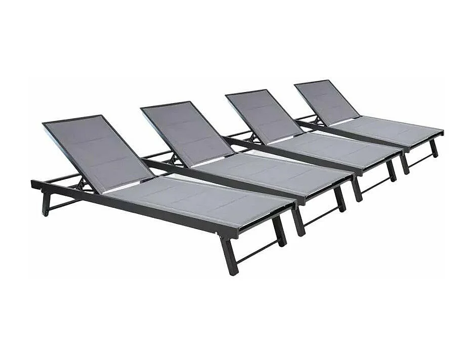 4 lettini prendisole con ruote regolabili Miami