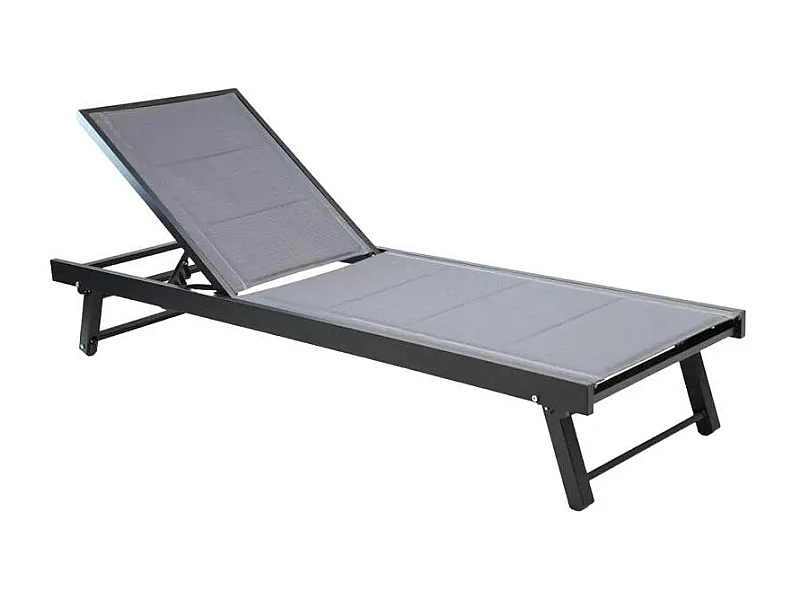 Garten Sonnenliege Räder verstellbare Rückenlehne Rimini - Dunkel Grau