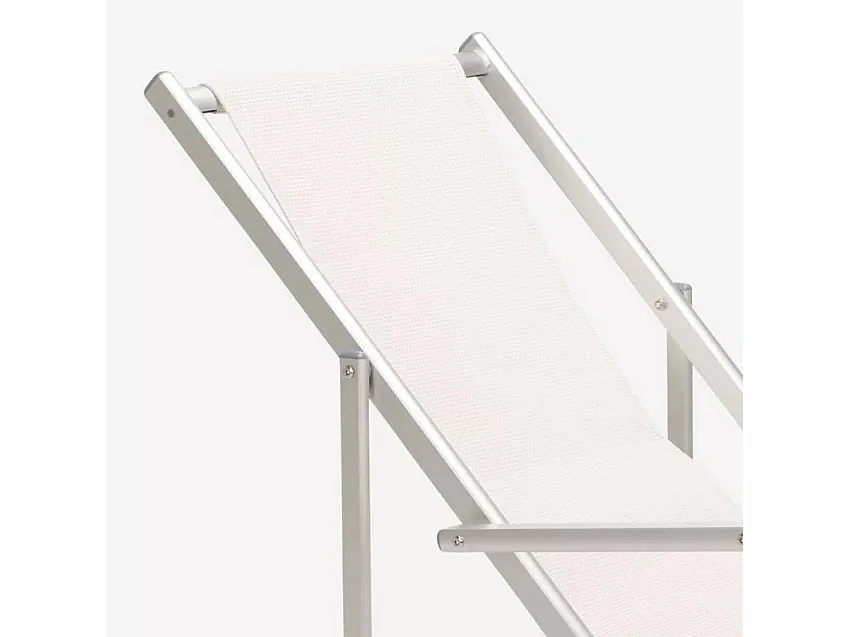 4er Set Liegestühle Sonnenliegen Strandliegen mit Armlehnen aus Aluminium klappbar Riccione Gold Lux - Weiß