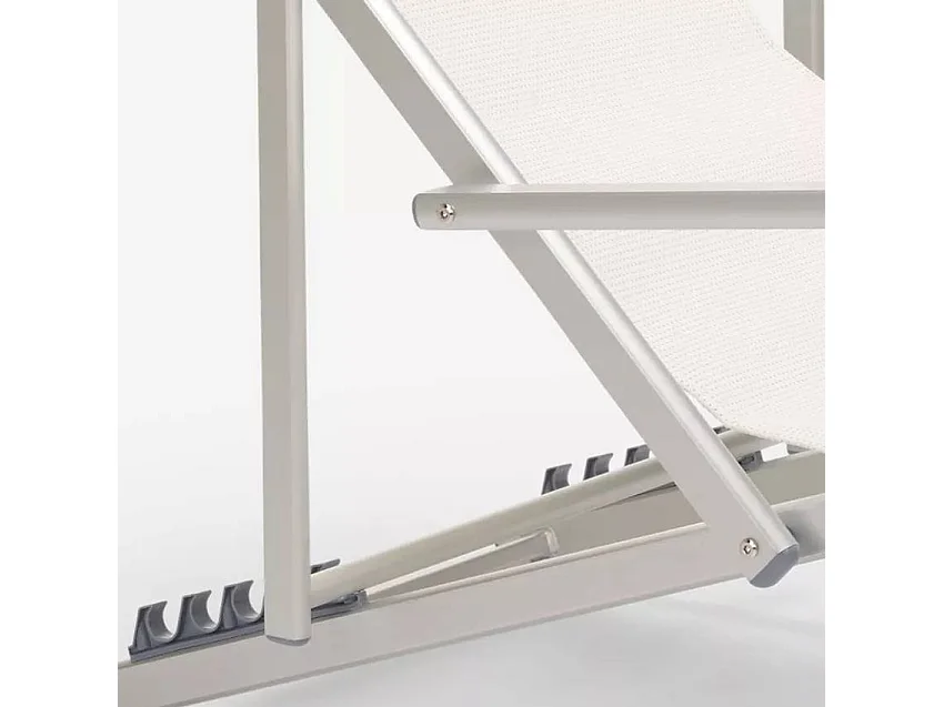 4er Set Liegestühle Sonnenliegen Strandliegen mit Armlehnen aus Aluminium klappbar Riccione Gold Lux - Weiß