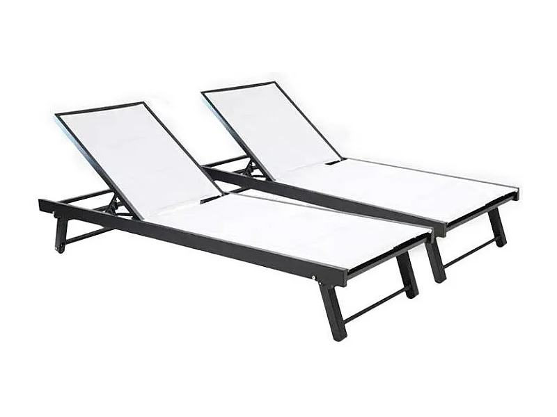 2 lettini prendisole con ruote regolabili Miami