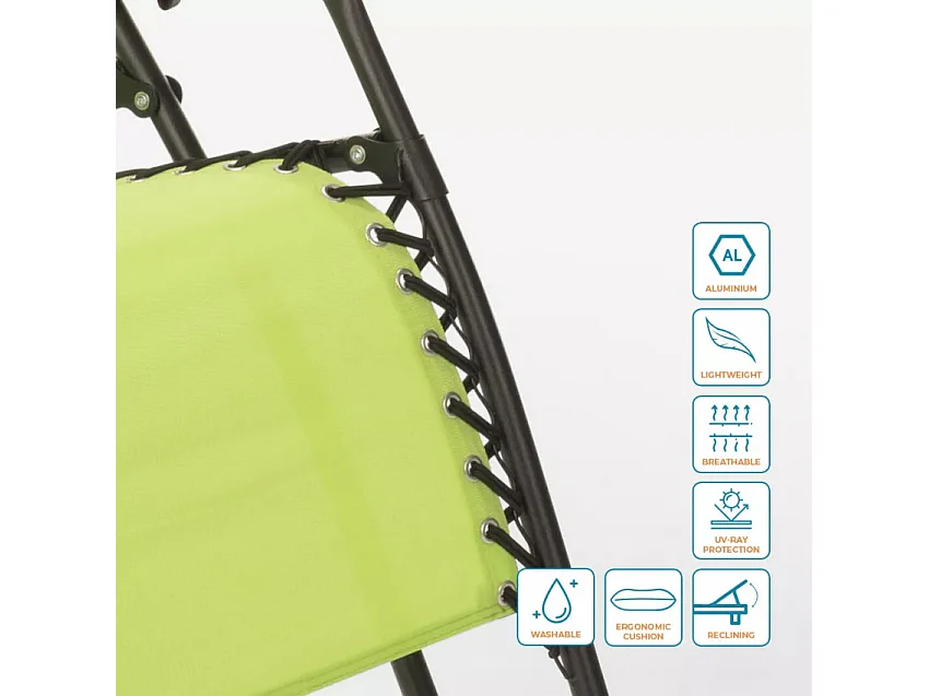 Tumbona plegable para playa jardín multiposición Emily Zero Gravity - Verde oscuro