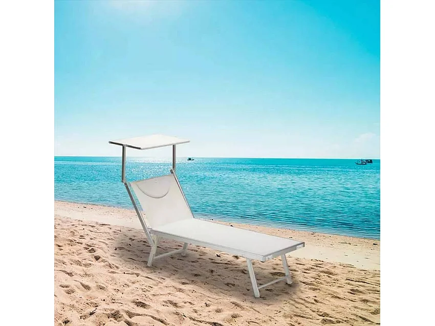 2er Set Liegestühle Strandliegen Sonnenliegen aus Aluminum Santorini - Weiß