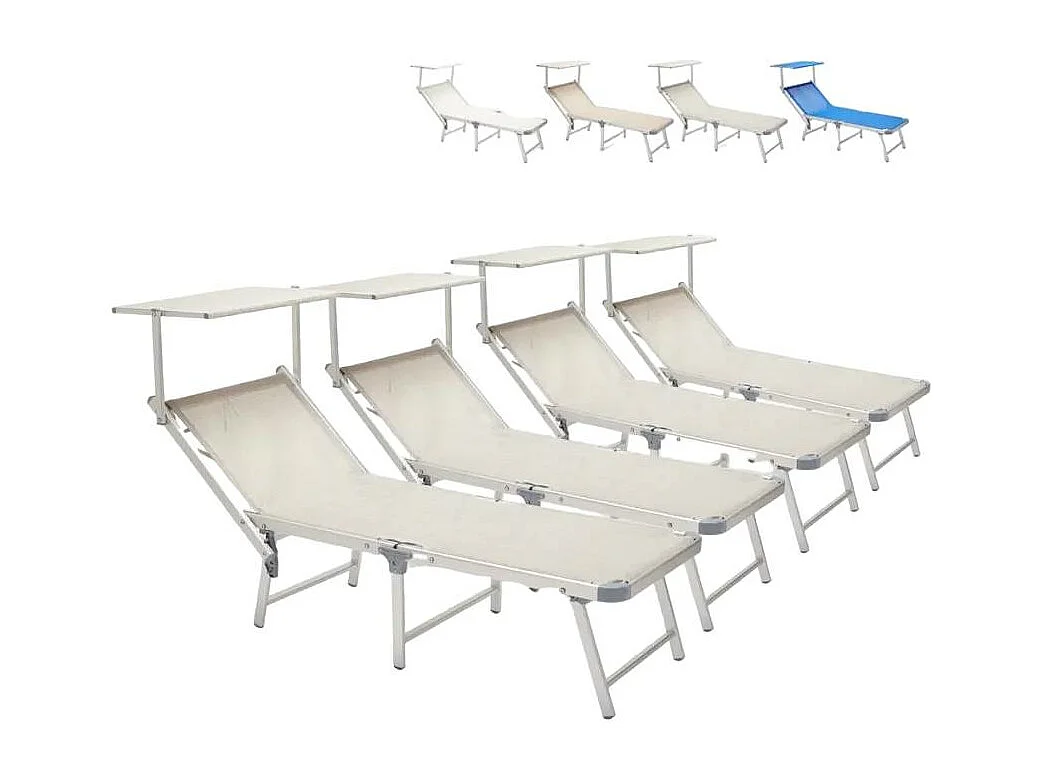 4 lettini da giardino pieghevoli moderni per piscina Fiji