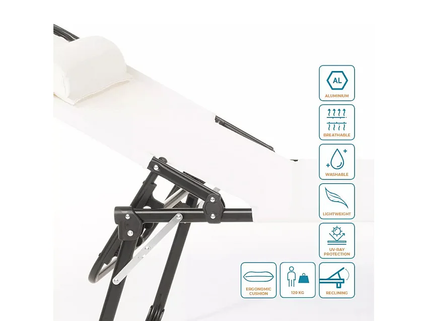 Lettino pieghevole in alluminio da spiaggia Bali