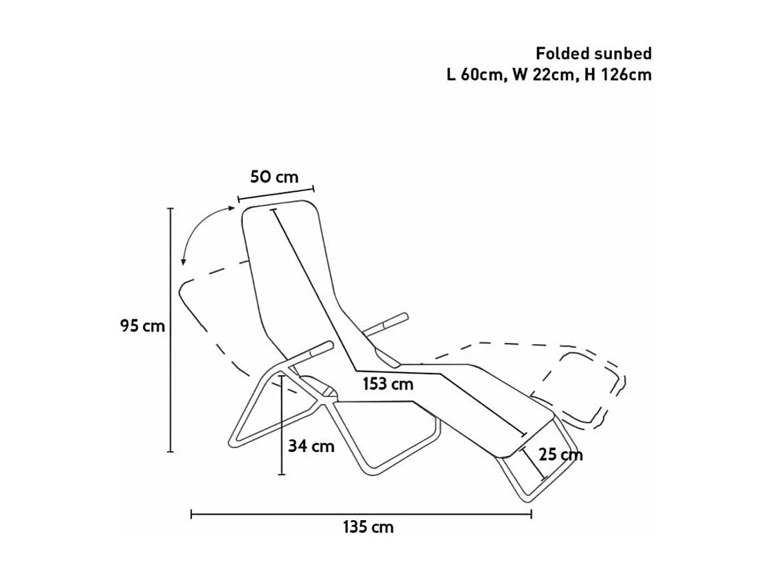 Sdraio pieghevole da giardino acciaio leggero confortevole Seychelles