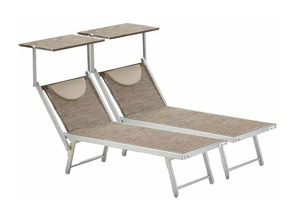 2 lettini prendisole da spiaggia in alluminio Phuket