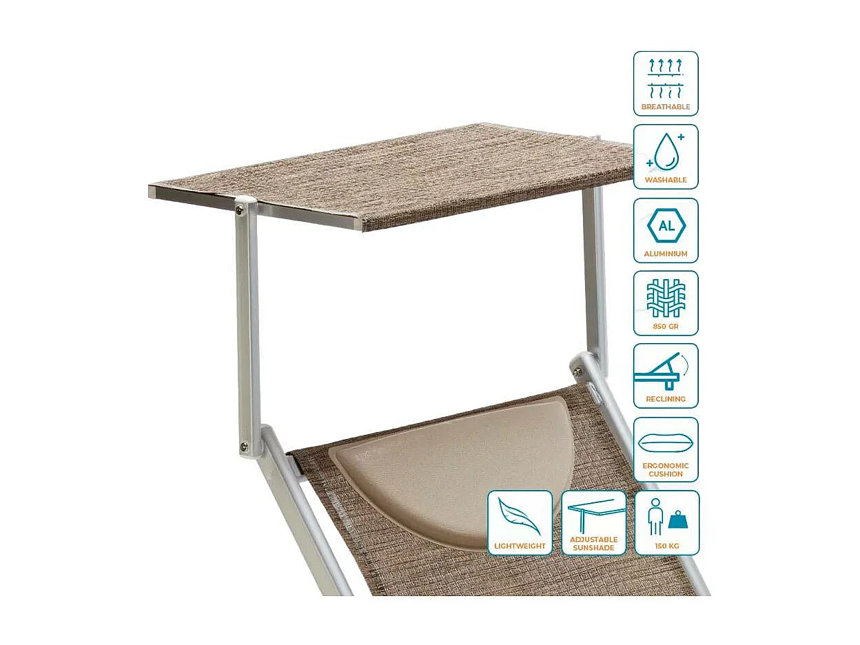 2 lettini prendisole da spiaggia in alluminio Phuket