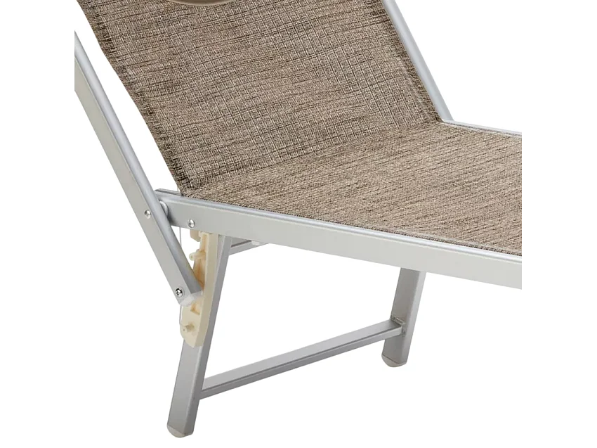 2er Set Liegestühle Strandliegen Sonnenliegen aus Aluminium für den Strand Santorini Limited Edition - Nature - Grau Santorini