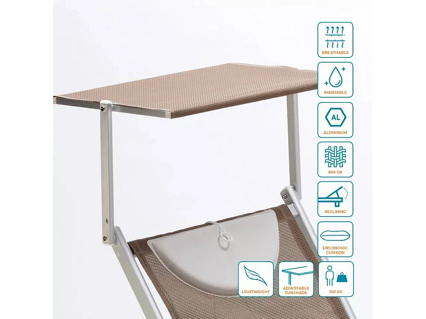 2 lettini prendisole da spiaggia in alluminio Phuket